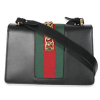 Black Calfskin Web Small Sylvie Shoulder Bag