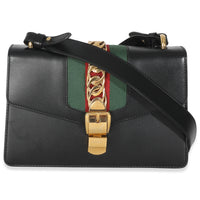 Black Calfskin Web Small Sylvie Shoulder Bag