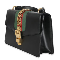 Black Calfskin Web Small Sylvie Shoulder Bag