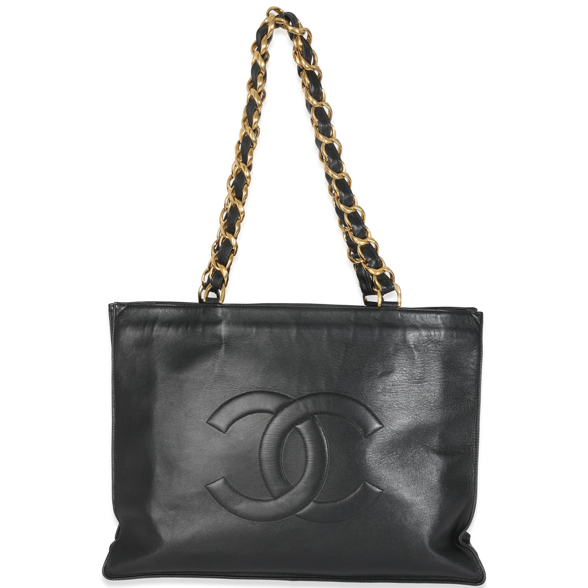 Vintage Black Lambskin XL CC Chain Tote