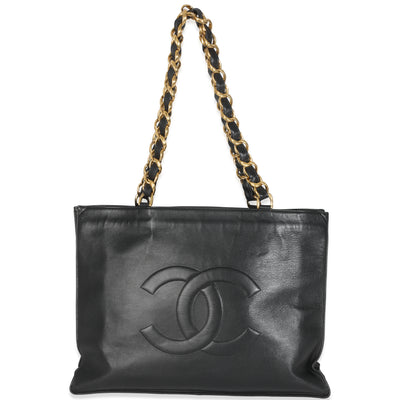 Vintage Black Lambskin XL CC Chain Tote