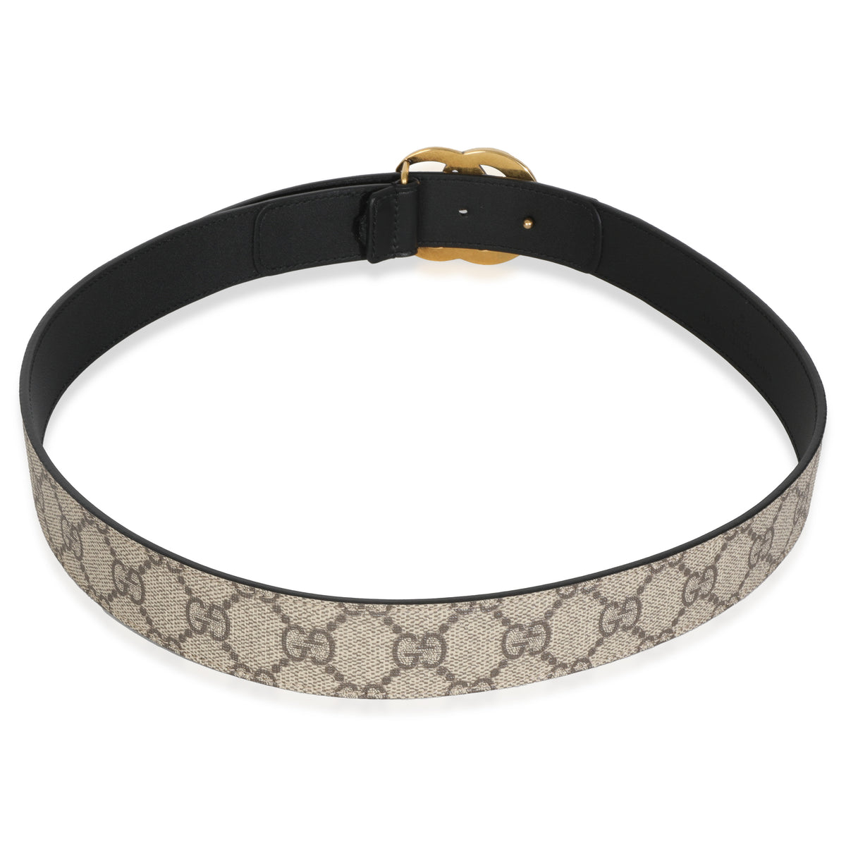 Beige GG Supreme Canvas Matte Plutone Calfskin Double G Belt 85/34