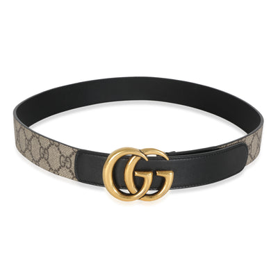 Beige GG Supreme Canvas Matte Plutone Calfskin Double G Belt 85/34