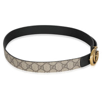 Beige GG Supreme Canvas Matte Plutone Calfskin Double G Belt 85/34