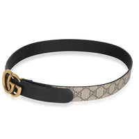 Beige GG Supreme Canvas Matte Plutone Calfskin Double G Belt 85/34