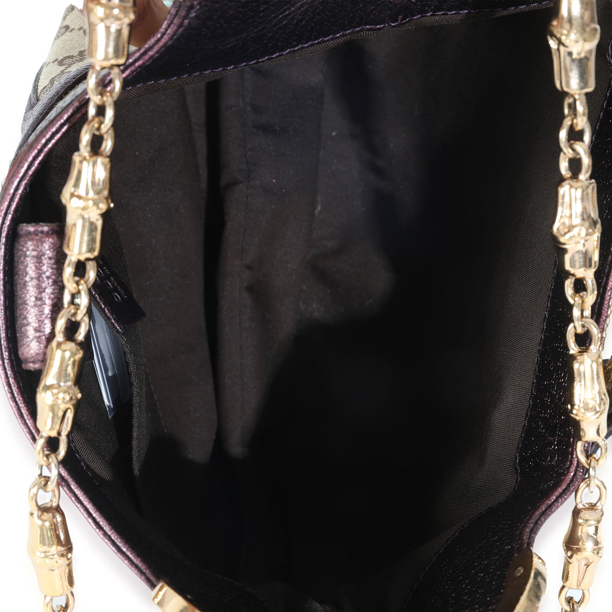 Tom Ford Metallic Purple Beige Monogram Bamboo Chain Shoulder Bag