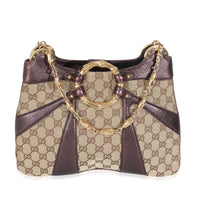 Tom Ford Metallic Purple Beige Monogram Bamboo Chain Shoulder Bag