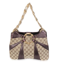 Tom Ford Metallic Purple Beige Monogram Bamboo Chain Shoulder Bag