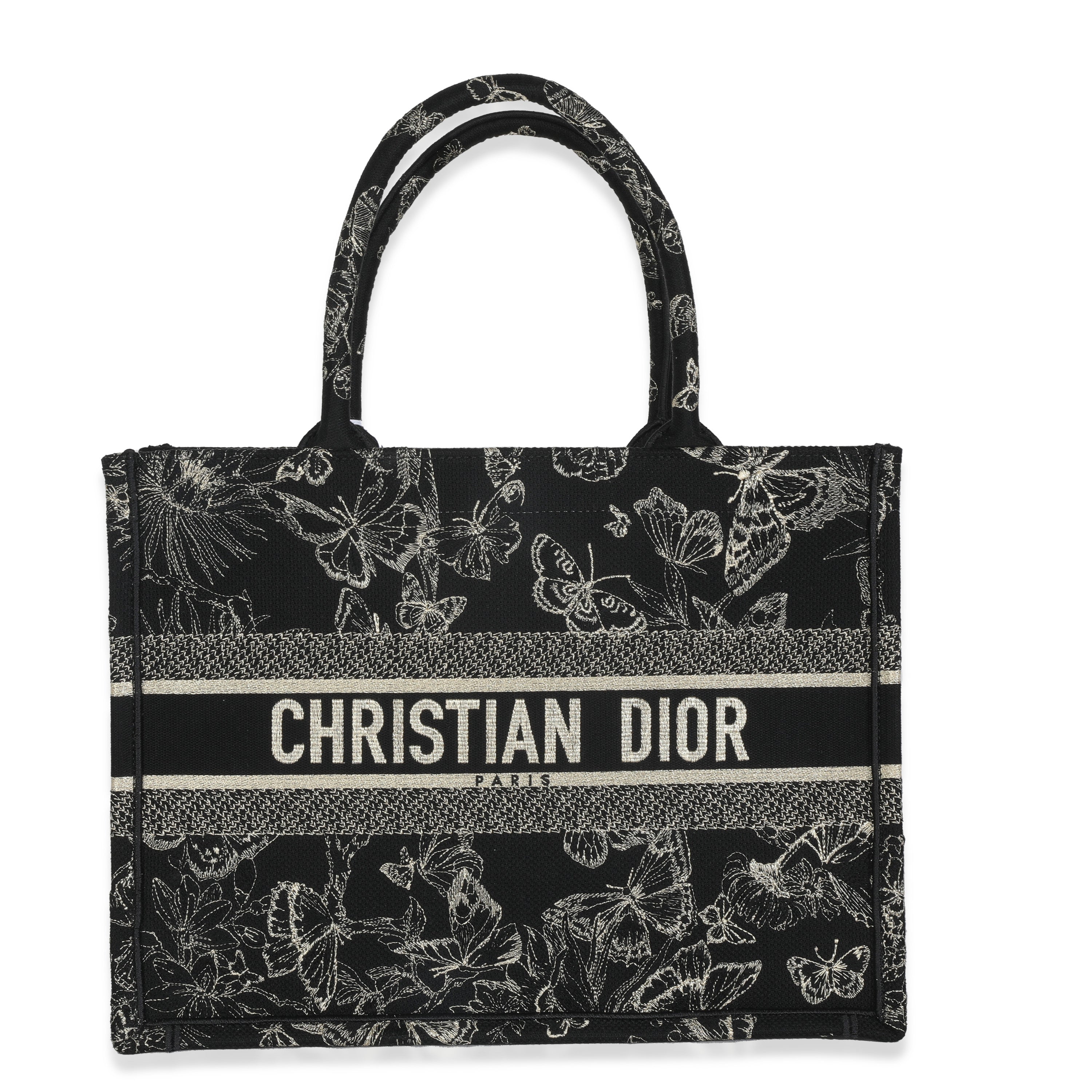 Christian Dior Black Canvas Butterfly New York Medium Book Tote