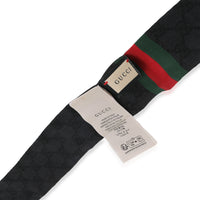 Black Multicolor Silk Twill GG Monogram Floral Twill Ribbon Scarf