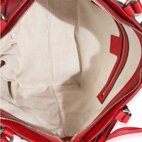 Red Pebbled Calfskin Small Soho Top Handle Bag