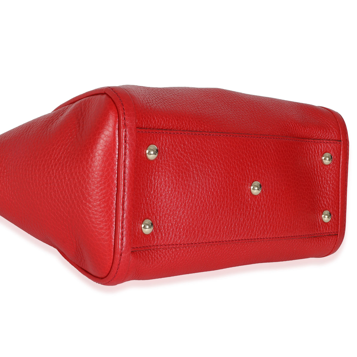Red Pebbled Calfskin Small Soho Top Handle Bag