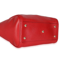 Red Pebbled Calfskin Small Soho Top Handle Bag