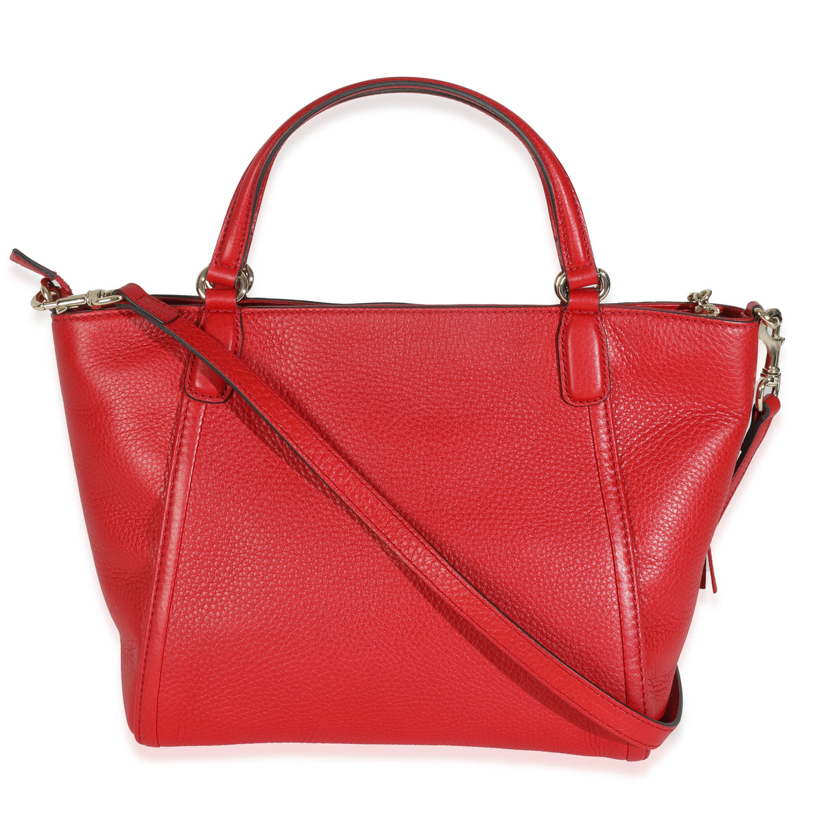 Red Pebbled Calfskin Small Soho Top Handle Bag