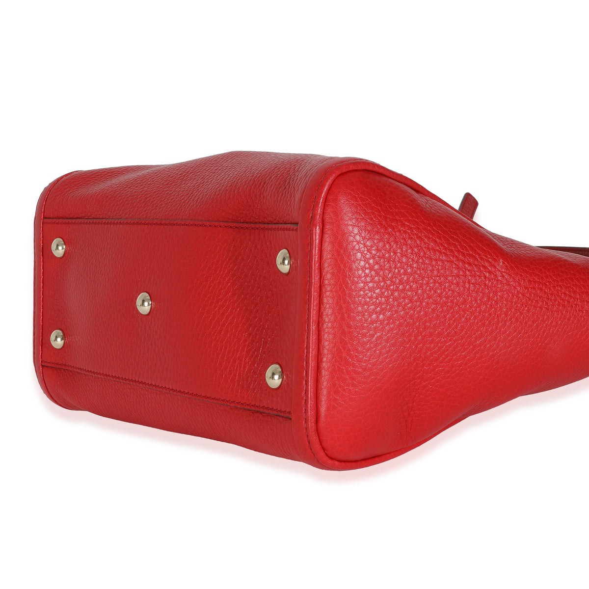Red Pebbled Calfskin Small Soho Top Handle Bag