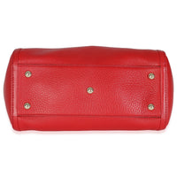 Red Pebbled Calfskin Small Soho Top Handle Bag