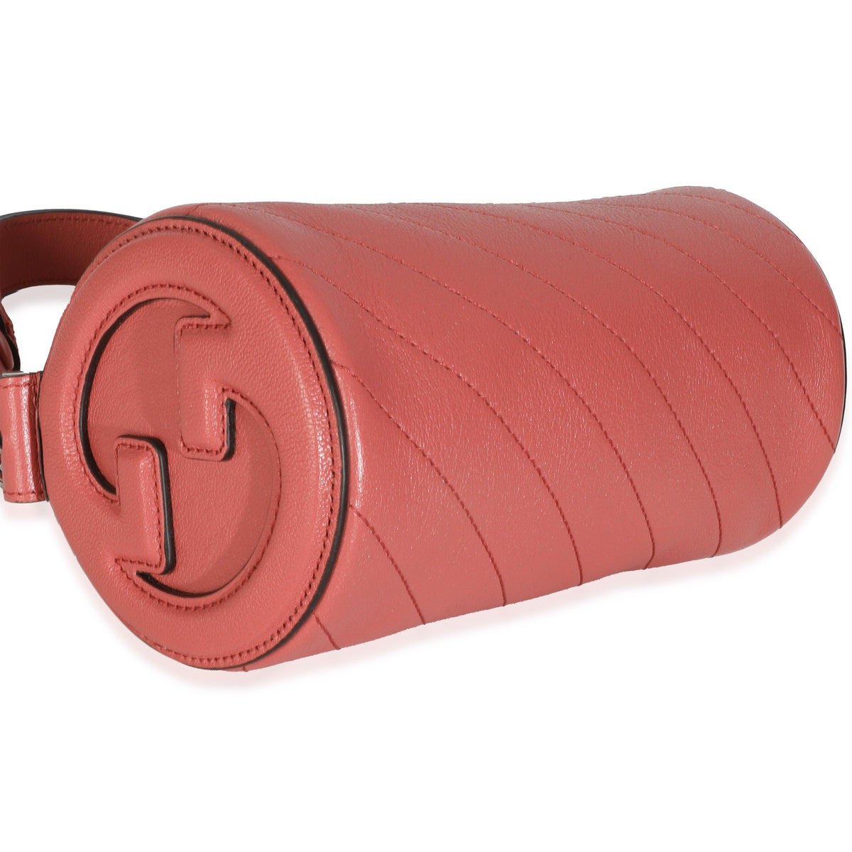 Gucci Pink Diagonal Quilted Calfskin Mini Blondie Barrel Bag Handbag clasp