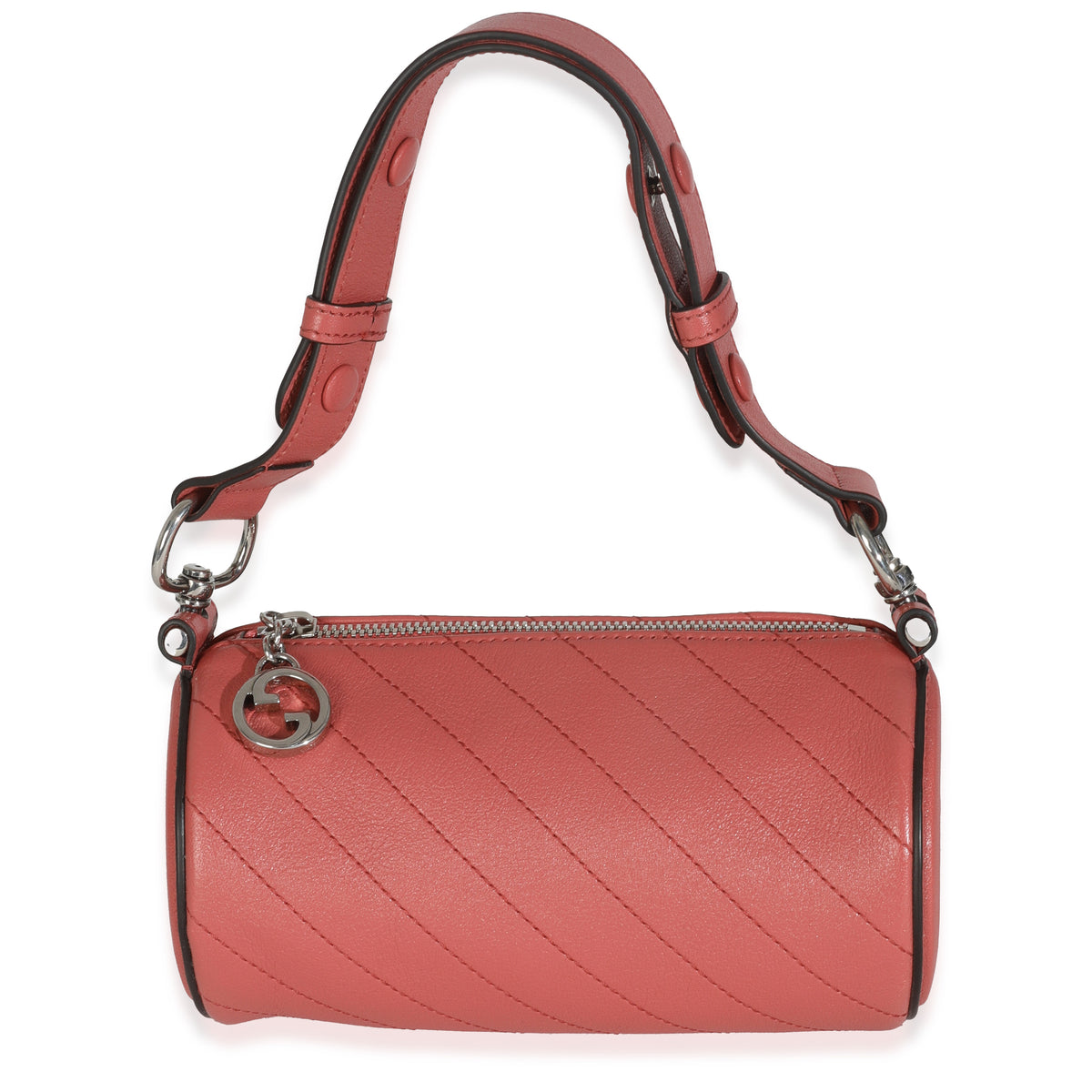Gucci Pink Diagonal Quilted Calfskin Mini Blondie Barrel Bag Handbag fv
