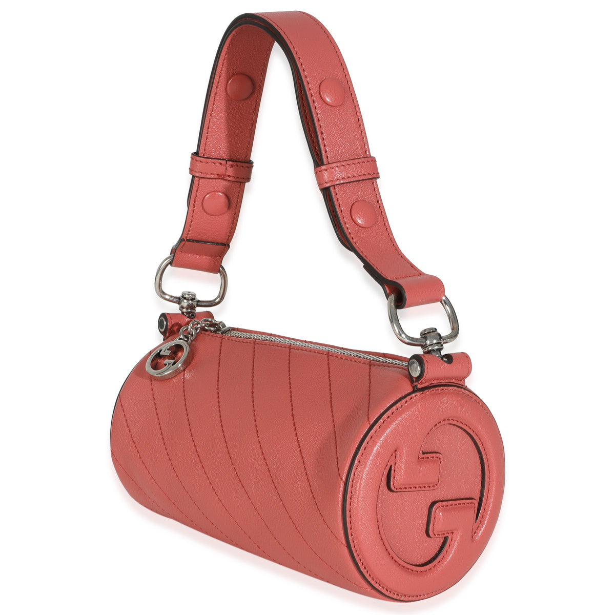 Gucci Pink Diagonal Quilted Calfskin Mini Blondie Barrel Bag Handbag sv