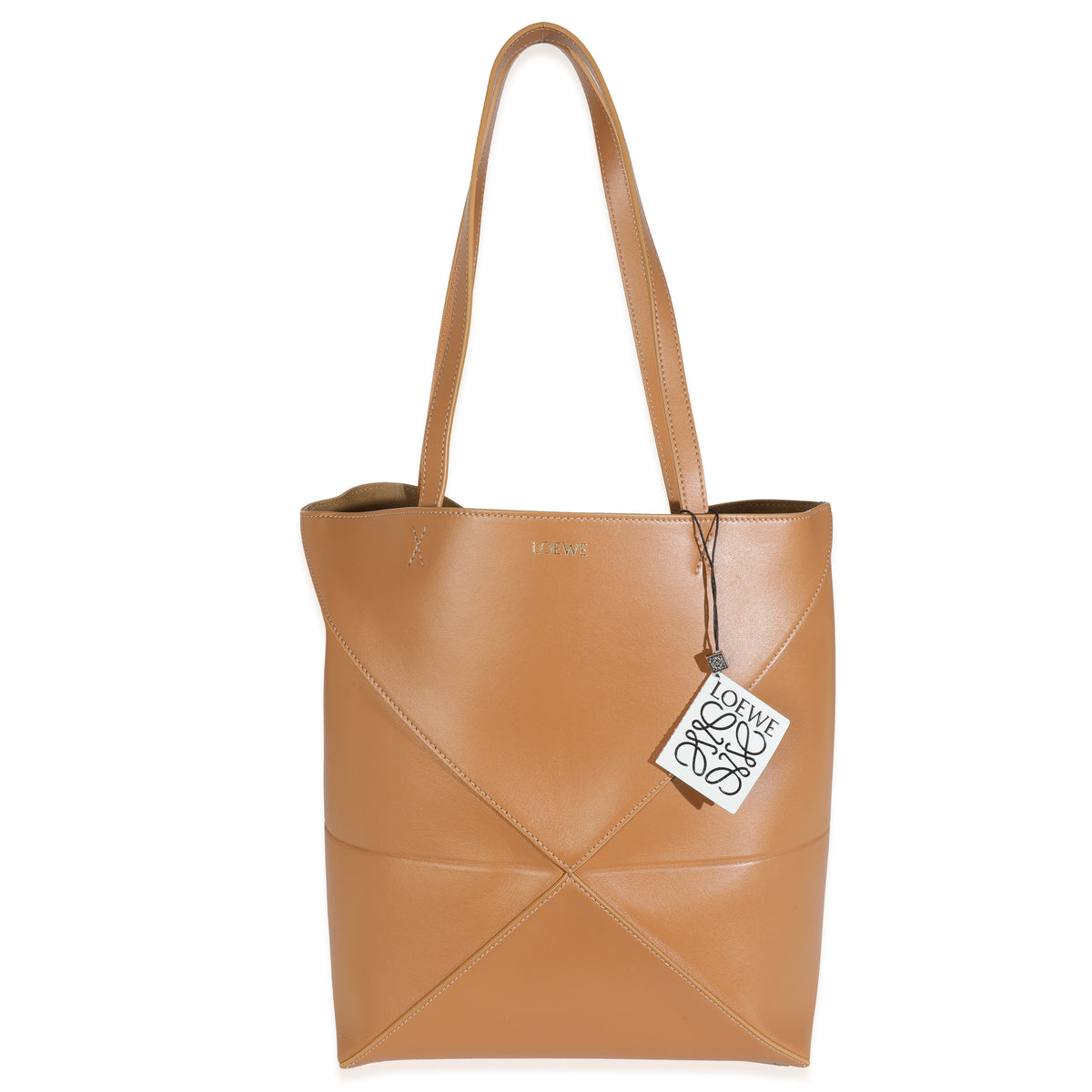 Warm Desert Shiny Calfskin Medium Puzzle Fold Tote