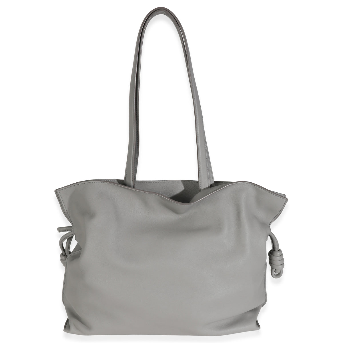 Pearl Grey Nappa Calfskin Large Flamenco Knot Hobo