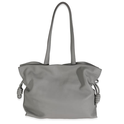 Pearl Grey Nappa Calfskin Large Flamenco Knot Hobo