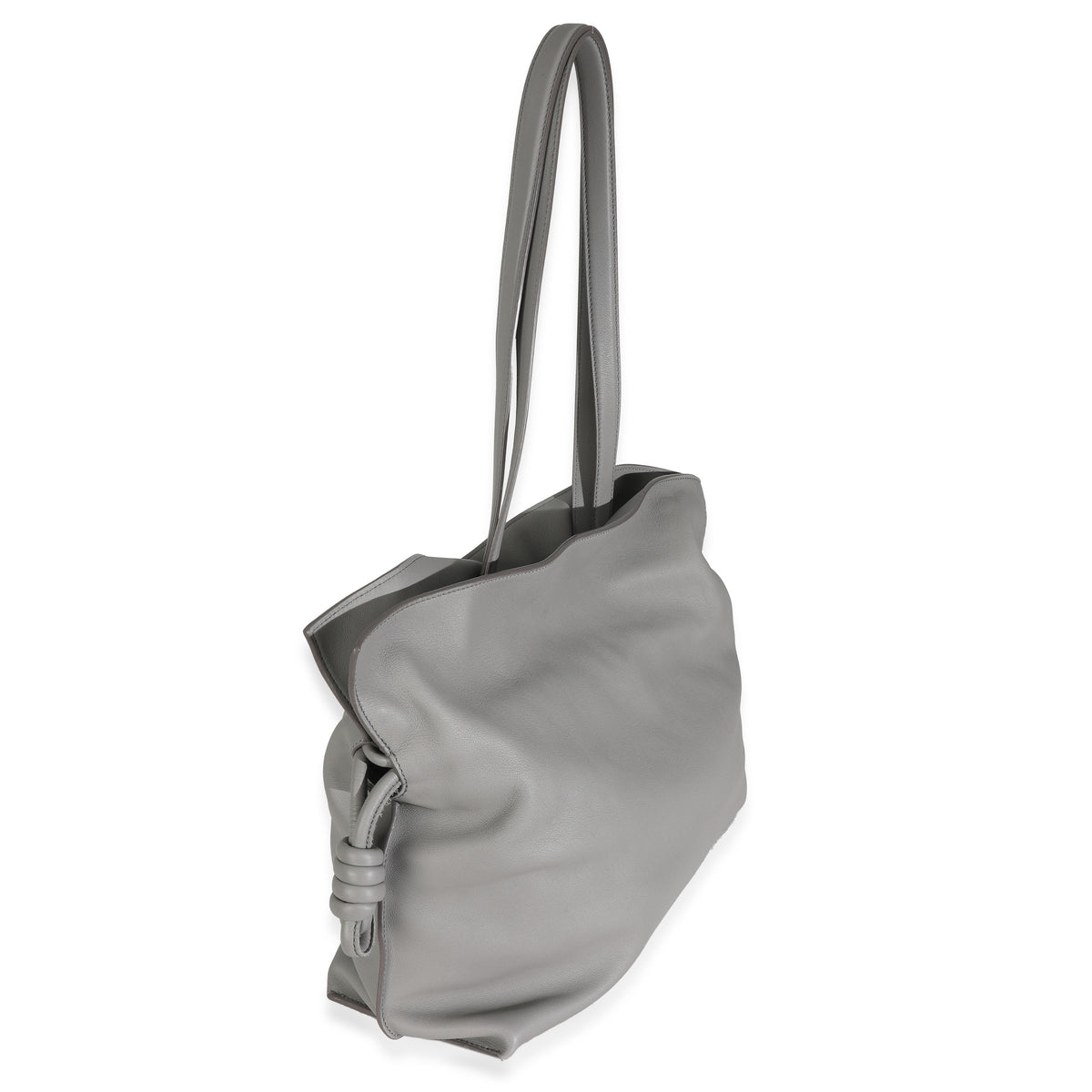 Pearl Grey Nappa Calfskin Large Flamenco Knot Hobo