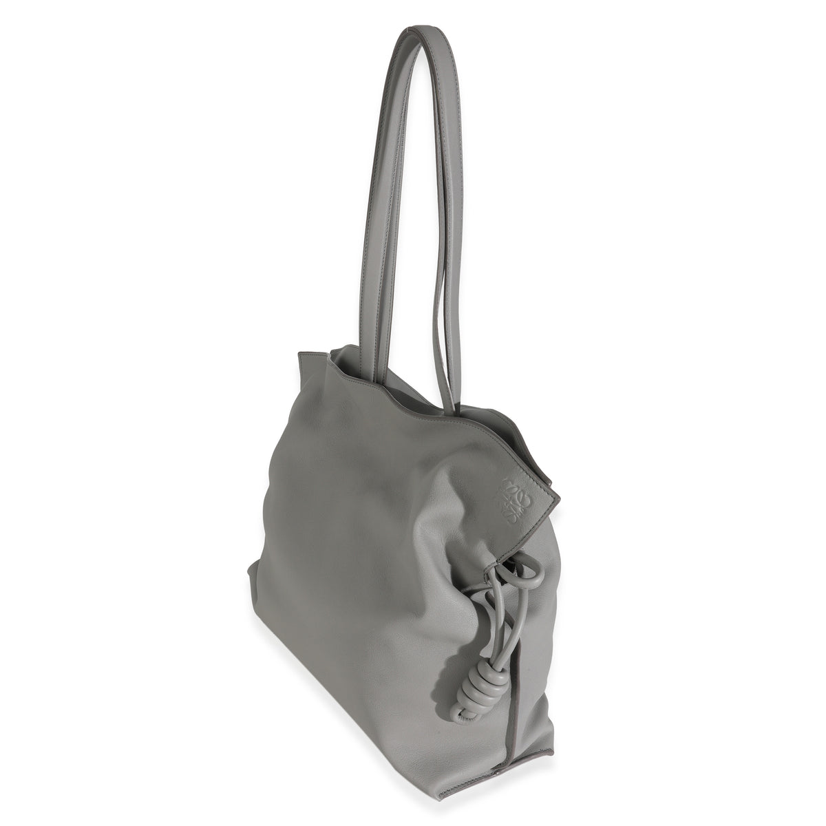 Pearl Grey Nappa Calfskin Large Flamenco Knot Hobo
