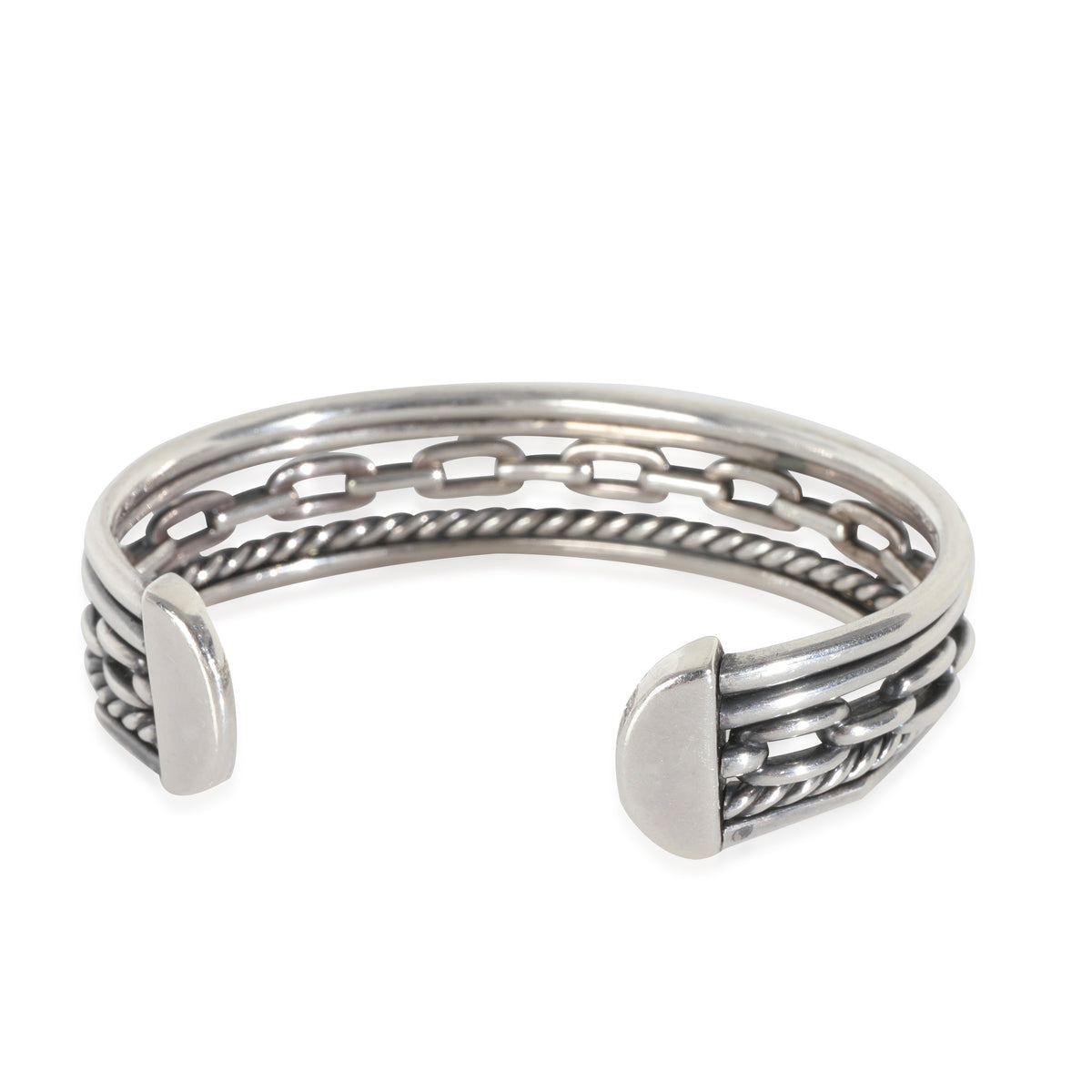 Yellow Gold & Sterling Silver Diamond Stax 5 Row Cuff Bracelet