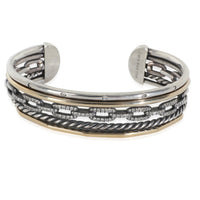 Yellow Gold & Sterling Silver Diamond Stax 5 Row Cuff Bracelet