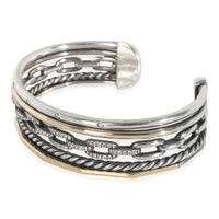 Yellow Gold & Sterling Silver Diamond Stax 5 Row Cuff Bracelet