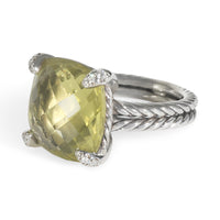 David Yurman Sterling Silver Lemon Quartz and Diamond Chatelaine Ring sv