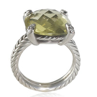 Sterling Silver Lemon Quartz and Diamond Chatelaine Ring