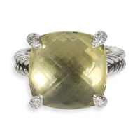 Sterling Silver Lemon Quartz and Diamond Chatelaine Ring