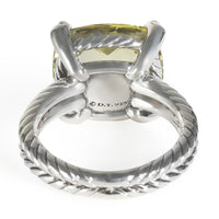 Sterling Silver Lemon Quartz and Diamond Chatelaine Ring