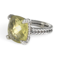 Sterling Silver Lemon Quartz and Diamond Chatelaine Ring
