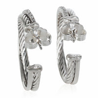 Sterling Silver Diamond Crossover Hoop Earrings