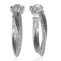 Sterling Silver Diamond Crossover Hoop Earrings