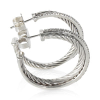Sterling Silver Diamond Crossover Hoop Earrings
