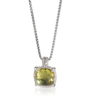 Sterling Silver Lemon Quartz and Diamond Chatelaine Pendant