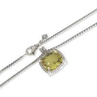 Sterling Silver Lemon Quartz and Diamond Chatelaine Pendant