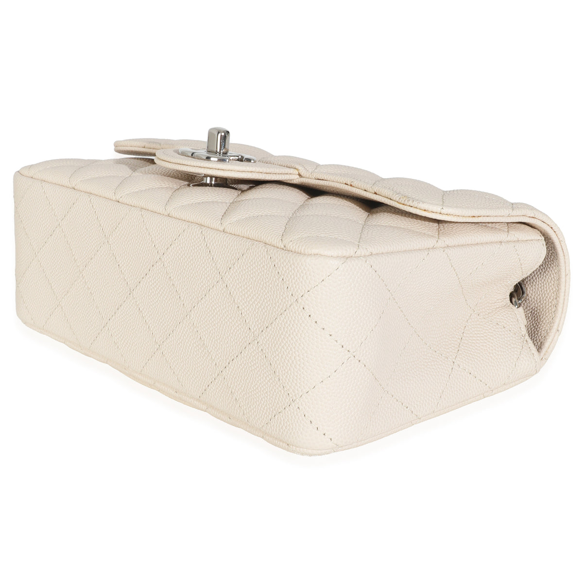 18C Beige Quilted Caviar Mini Rectangular Flap Bag