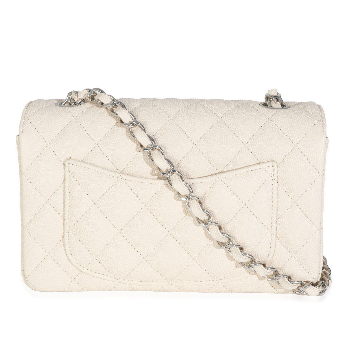 18C Beige Quilted Caviar Mini Rectangular Flap Bag