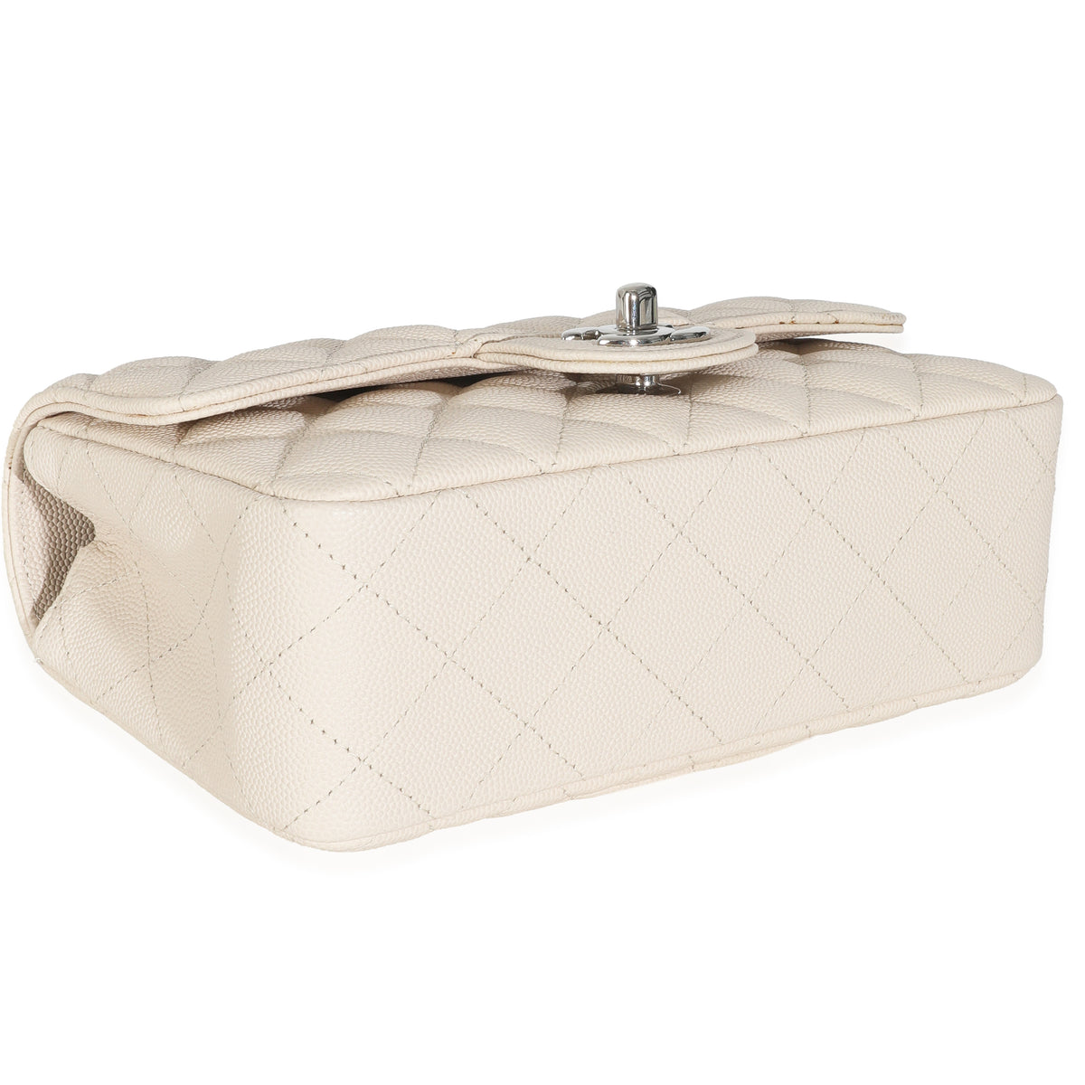 18C Beige Quilted Caviar Mini Rectangular Flap Bag