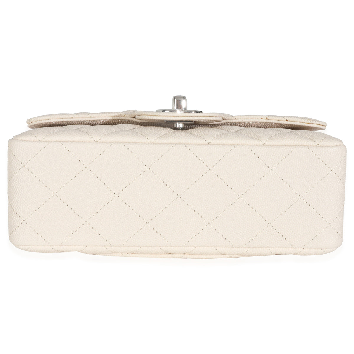 18C Beige Quilted Caviar Mini Rectangular Flap Bag