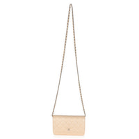 15C Beige Quilted Caviar Classic Wallet On Chain