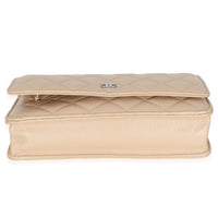 15C Beige Quilted Caviar Classic Wallet On Chain