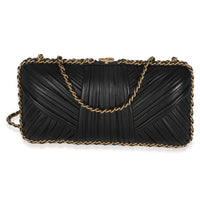 Black Pleated Lambskin Chain Around Clutch
