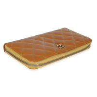 Chanel Yellow Quilted Patent Brilliant Zip Around Wallet Handbag clasp