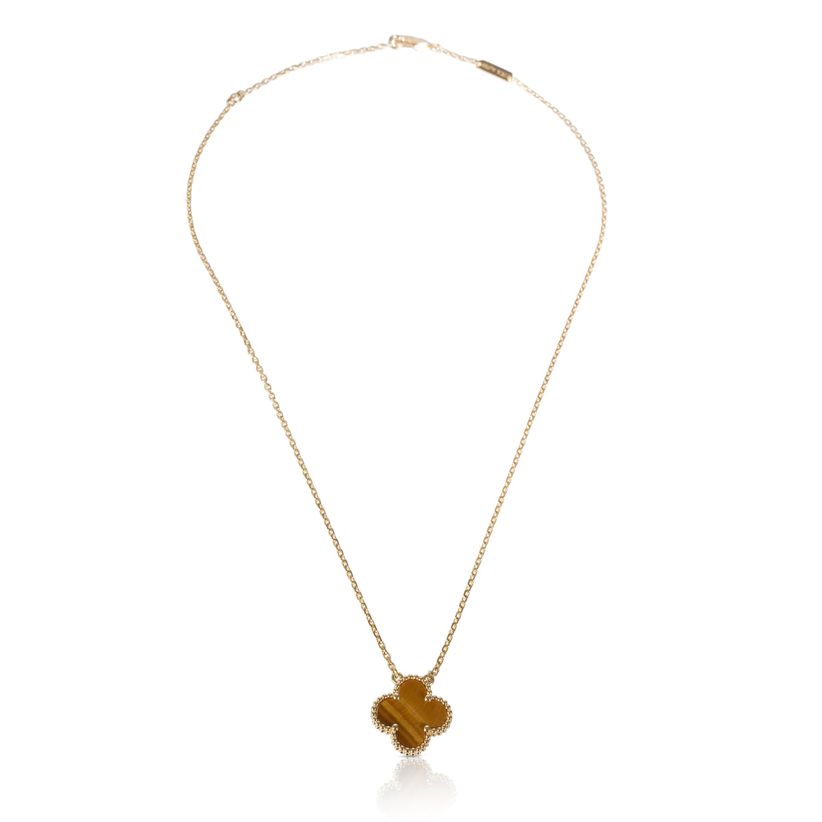 Yellow Gold Tigers Eye Vintage Alhambra Pendant